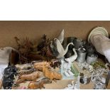 A collection of Swarovski crystal birds and animals together with Nao figures,