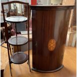 A mahogany three tier folding cake stand,