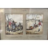 A pair of Hunting watercolours mounted as one