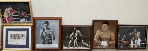 Boxing - a collection of signed framed photographs including Leon Spinks, Muhammad Ali,