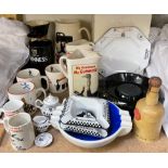 Official Guinness merchandise including water jugs, mugs, other jugs,