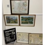 Reproduction maps together with woolwork pictures and a price list