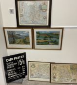 Reproduction maps together with woolwork pictures and a price list