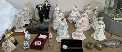 A collection of Royal Worcester and Coalport figures together with other figures,