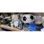 A football barbecue together with a body slide, sky lanterns, juicer, pottery plates, jardinieres,