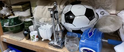 A football barbecue together with a body slide, sky lanterns, juicer, pottery plates, jardinieres,