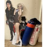 Two punch bags together with Marilyn Monroe, Michael Jackson,