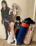 Two punch bags together with Marilyn Monroe, Michael Jackson,