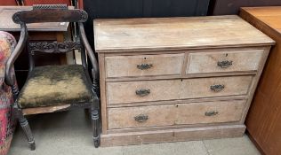 A Regency mahogany elbow chair together with a satin walnut chest of drawers