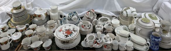 A Royal Doulton Rondelay pattern part tea and dinner set together with a Denby part tea set,