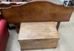 An ash coffer together with a walnut headboard