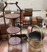 A mahogany folding cake stand,