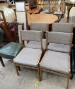 A George III style mahogany dining chair together with an ironing board and a set of four mid 20th