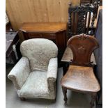 A Victorian oak hall chair,
