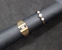 A 9ct gold sapphire and diamond ring, together with a 9ct gold paste set ring,