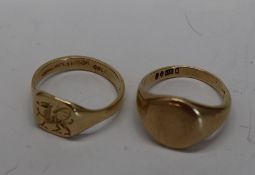 A 9ct Welsh gold signet ring, with intaglio dragon, size I,