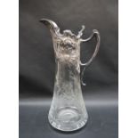 A Portuguese Art Nouveau inspired electroplated and etched glass claret by by Topazio Casouinna,
