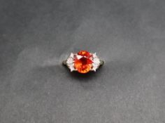 Gemporia - A 4.3ct oval Mandarin Garnet and diamond 18k gold Lorique ring, metal 3.