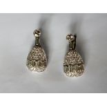 A pair of continental white metal diamond set drop earrings,