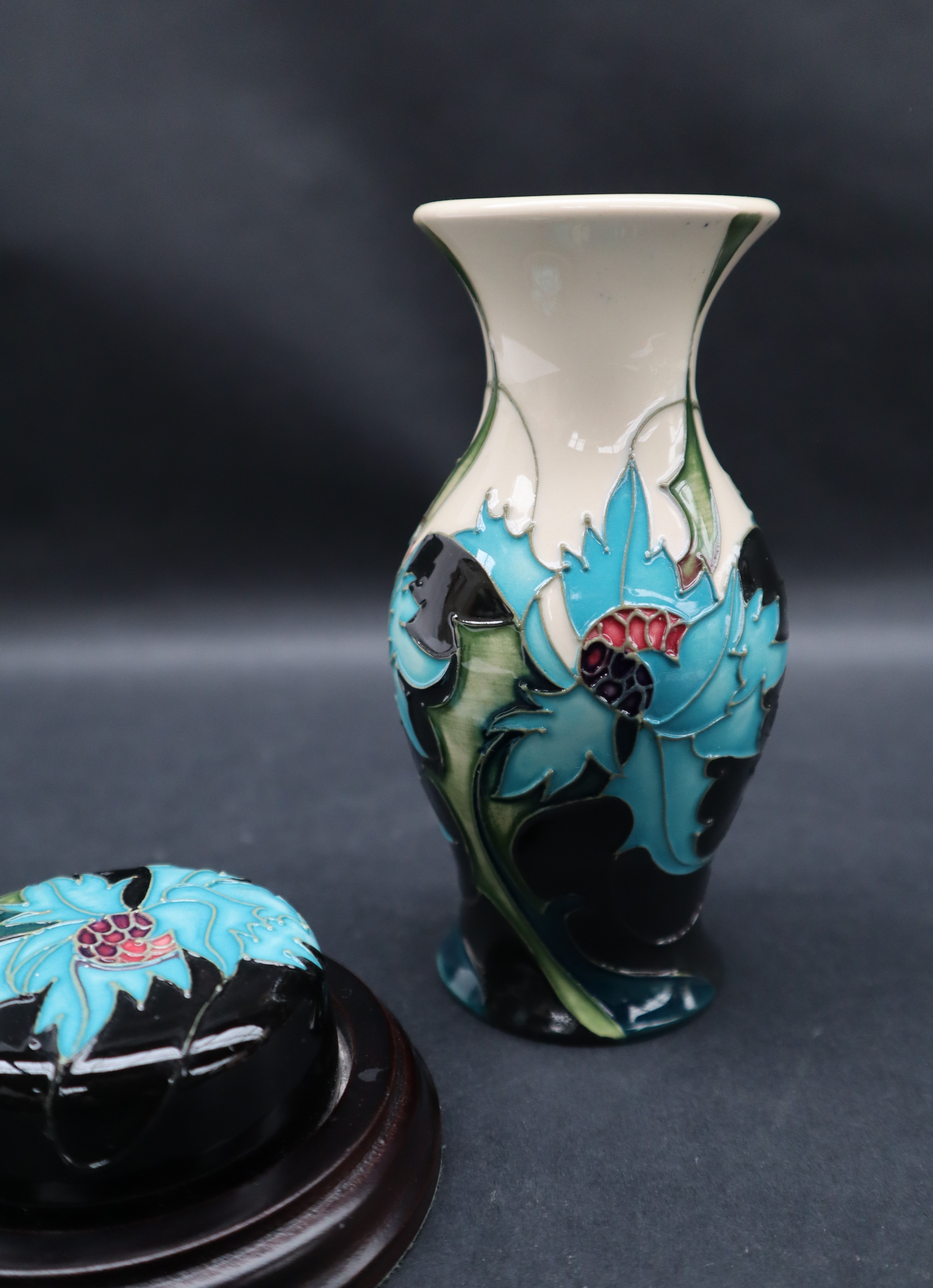 A moorcroft pottery vase decorated in the Sea Holly pattern, by Emma Bossons, impressed marks, - Image 2 of 6