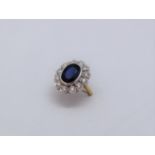 A sapphire and diamond cluster ring,