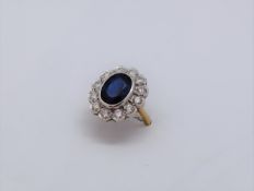 A sapphire and diamond cluster ring,