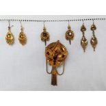 A pair of 9ct gold drop earrings approximately 2 grams together with another pair drop earrings,