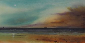 David Dixon Low tide at White Sands Watercolour Signed 25.