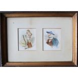 Henri Pitcher Two head and shoulder portraits of gentlemen Watercolours framed as one 13.