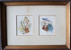 Henri Pitcher Two head and shoulder portraits of gentlemen Watercolours framed as one 13.