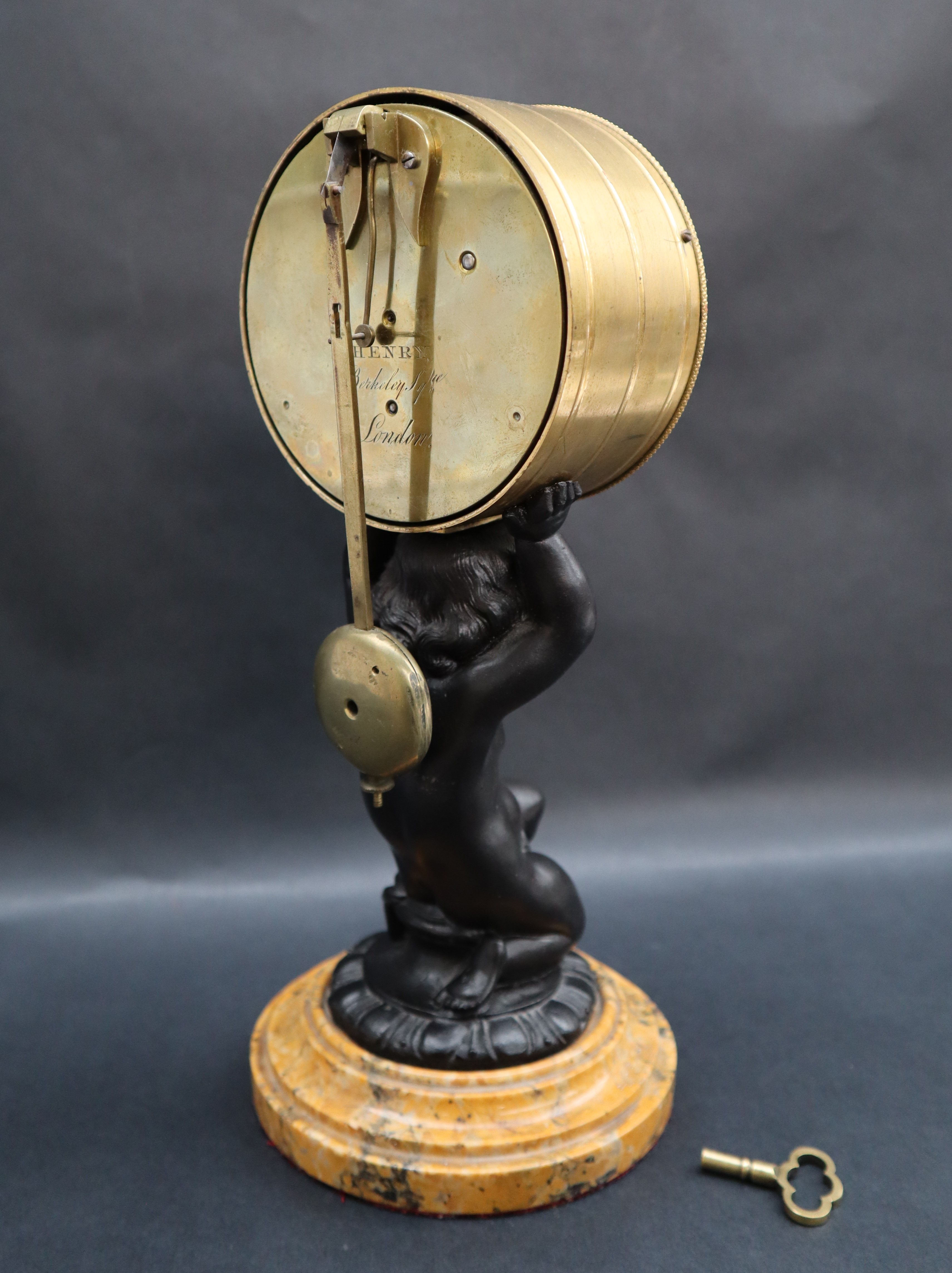 An early 19th century English gilt drum clock, - Image 4 of 5