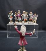 A set of eight continental Augustus Rex Monkey band Figures,