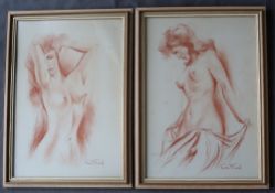 Rex Flood Three quarter length nude study Charcoals Signed 53 x 36.