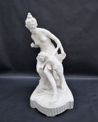 An Austrian parian figure of Diana and Cupid, seated, beehive mark to the base, Ernst Wahliss,