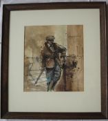 Andrew Douglas Forbes Farmer Watercolour Signed 32.5 x 29.