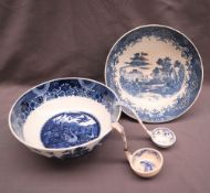 A blue and white pottery Swans pattern bowl,