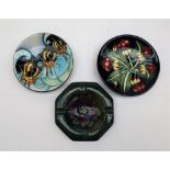 A Moorcroft pottery pin tray of circular form decorated with three ships, impressed marks,