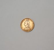 A Victorian gold shield back half sovereign,