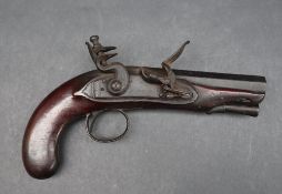 A flintlock pistol, with an octagonal barrel, with ram rod, the side plate engraved "H Nock", 19.