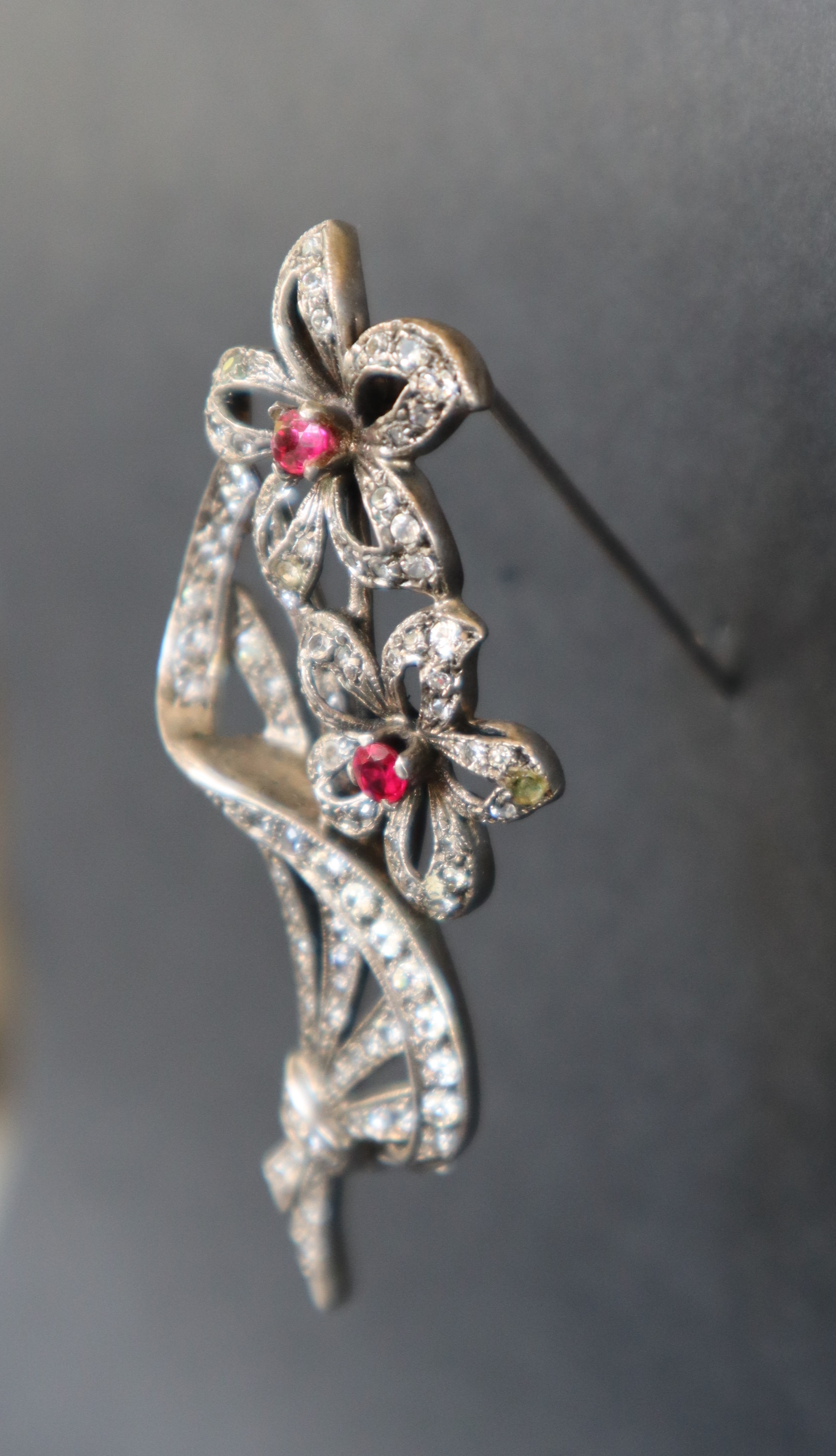 *** Unfortunately this lot has been withdrawn from sale*** A ruby and diamond brooch of floral form, - Image 4 of 5