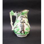 A 19th century Staffordshire relief moulded jug "Crimea"depicting two soldiers on either side each