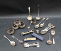 A set of six Victorian silver fiddle pattern tea spoons, London, 1860,