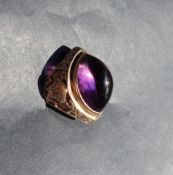 A Bishops ring, the pointed cabochon amethyst,