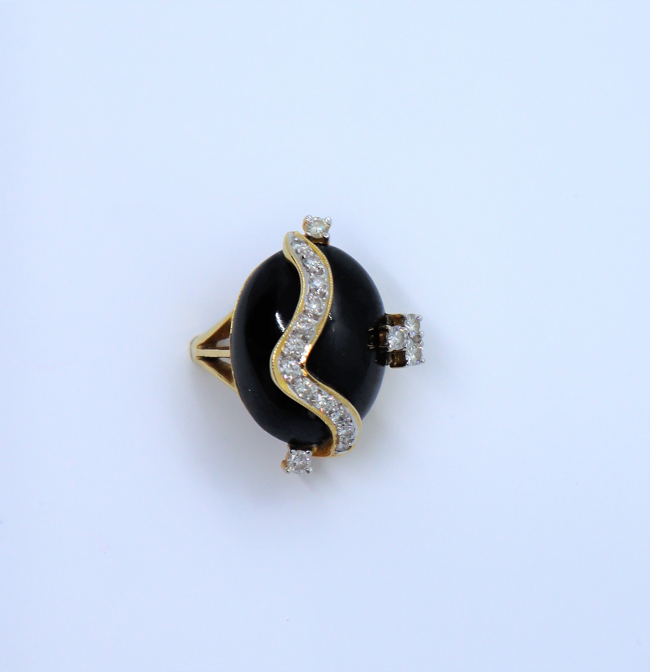 A diamond and cabochon onyx dress ring, - Image 4 of 7