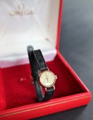 A lady's 9ct gold Omega wristwatch,