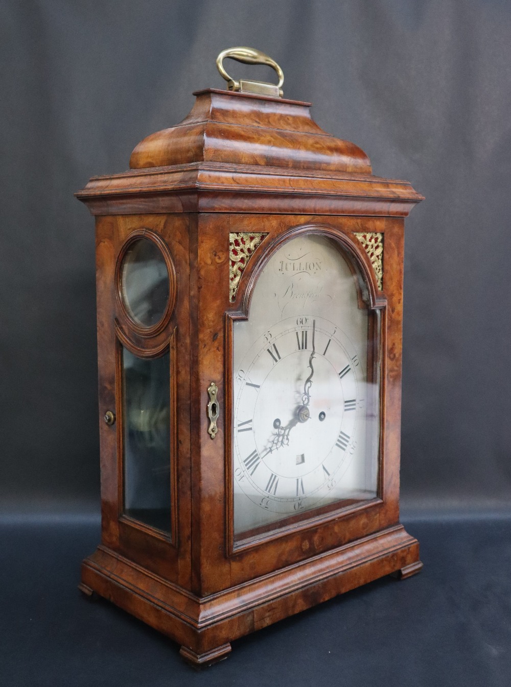 An 18th century walnut cased bracket clock, the silvered dial signed "Jullion, - Image 2 of 7