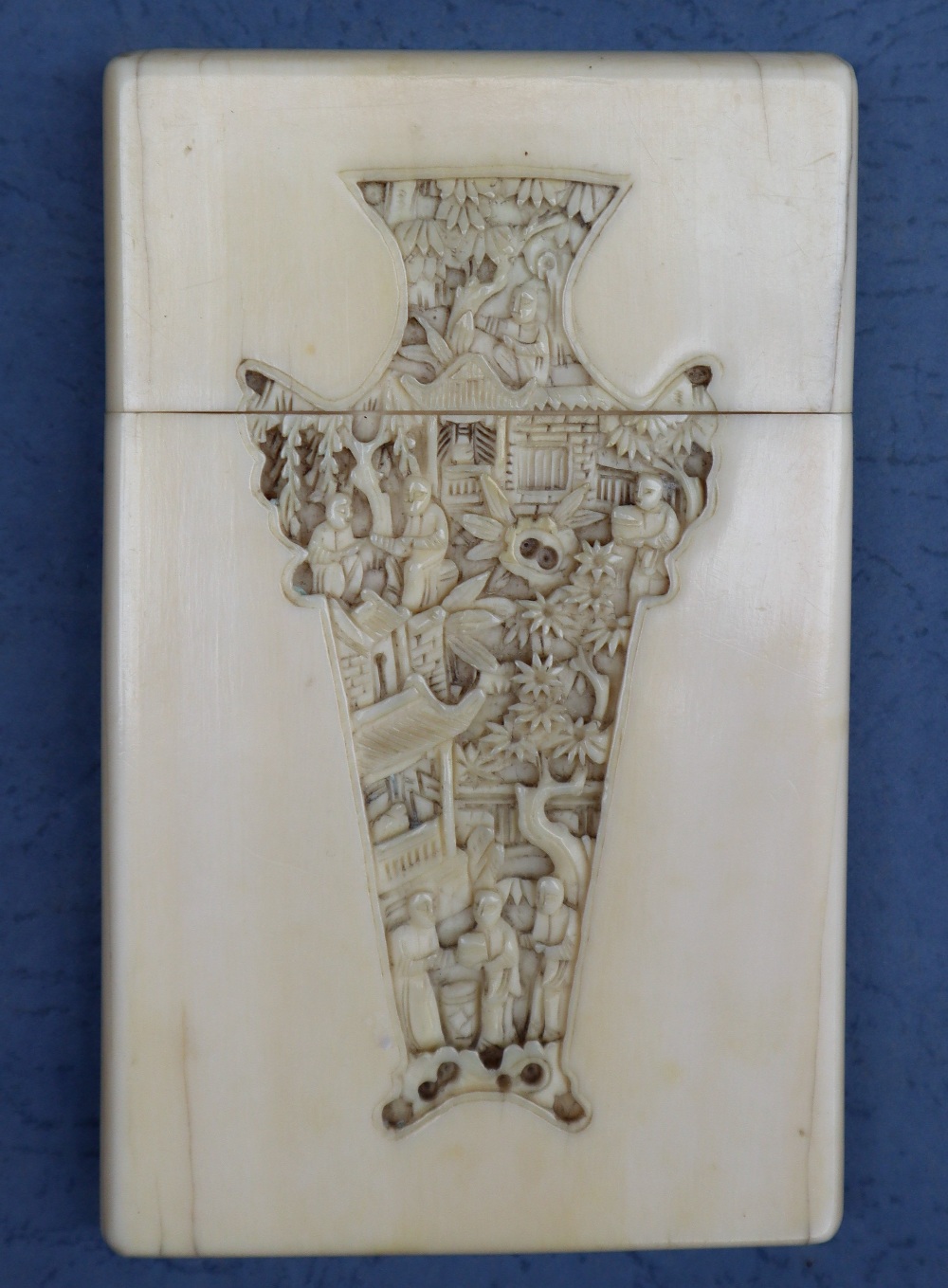 A 19th century Chinese Canton ivory visiting card case,
