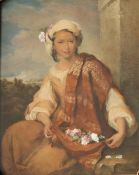 19th century British School Head and shoulders portrait of a maiden Watercolour 42.