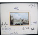 A print depicting The Houses of Parliament in 1839, the border signed by John Bercow, John Major,
