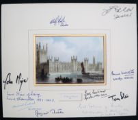 A print depicting The Houses of Parliament in 1839, the border signed by John Bercow, John Major,